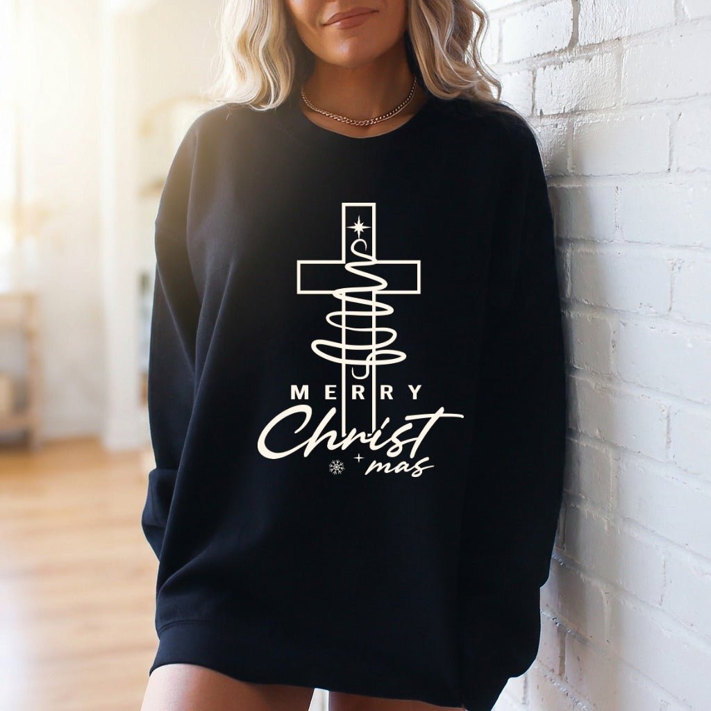 Merry Christ mas | Faith & Festive Sweatshirt - Luckets.com