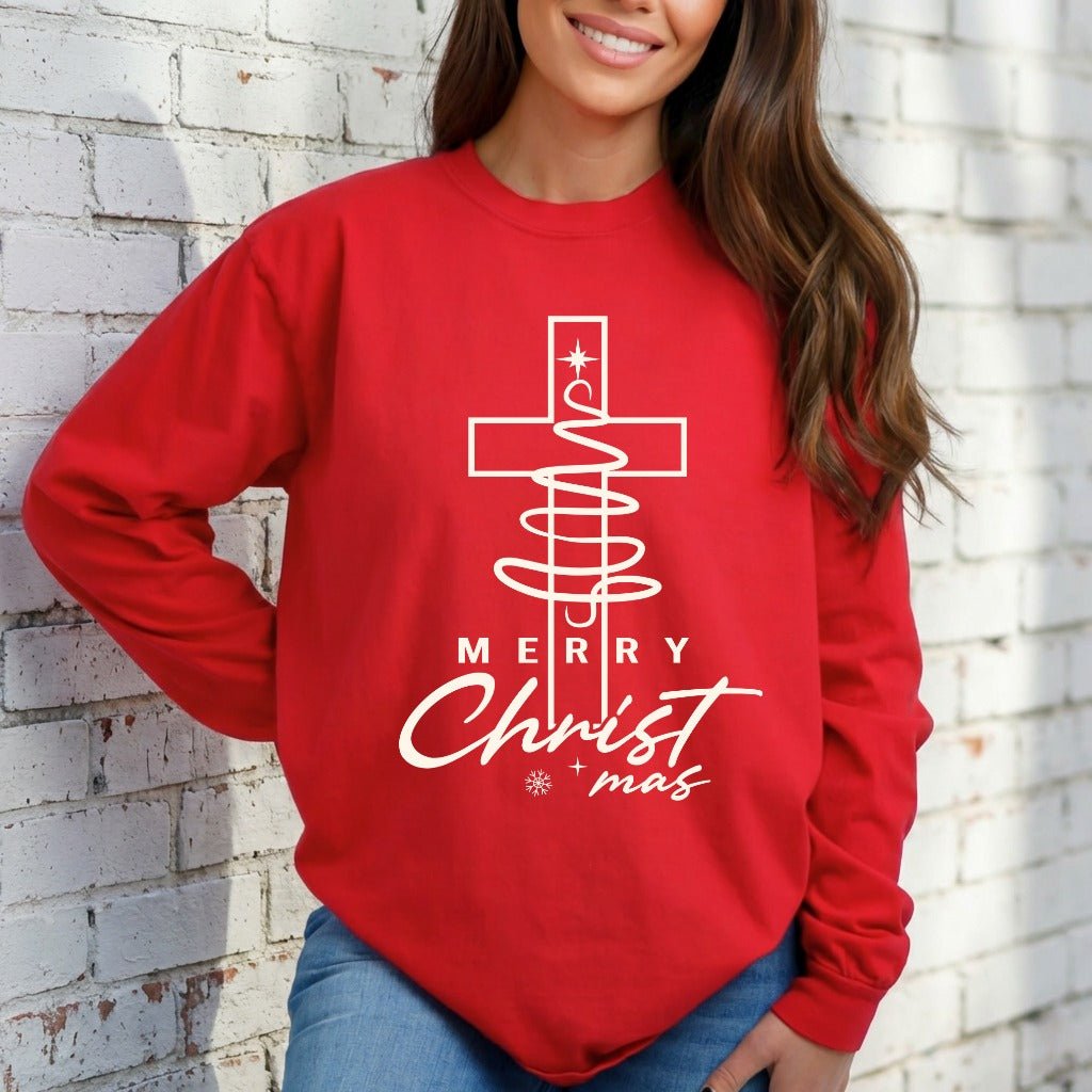 Merry Christ mas | Faith & Festive Sweatshirt - Luckets.com