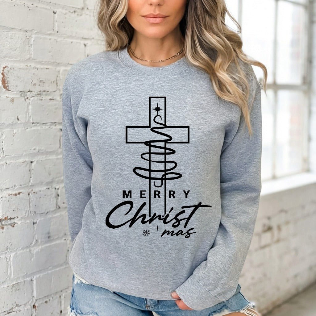 Merry Christ mas | Faith & Festive Sweatshirt - Luckets.com