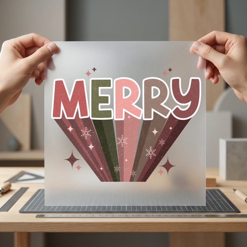 Merry Christmas Boho Holiday Christmas Vintage Ready to Press DTF Transfer for Dtf