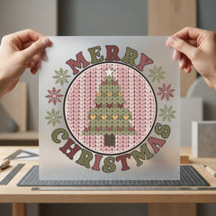 Merry Christmas Boho Sweater Christmas Vintage Ready to Press DTF Transfer for Dtf
