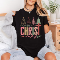 Merry Christmas Boho Trees Faith Christmas Ready to Press DTF Transfer for Dtf