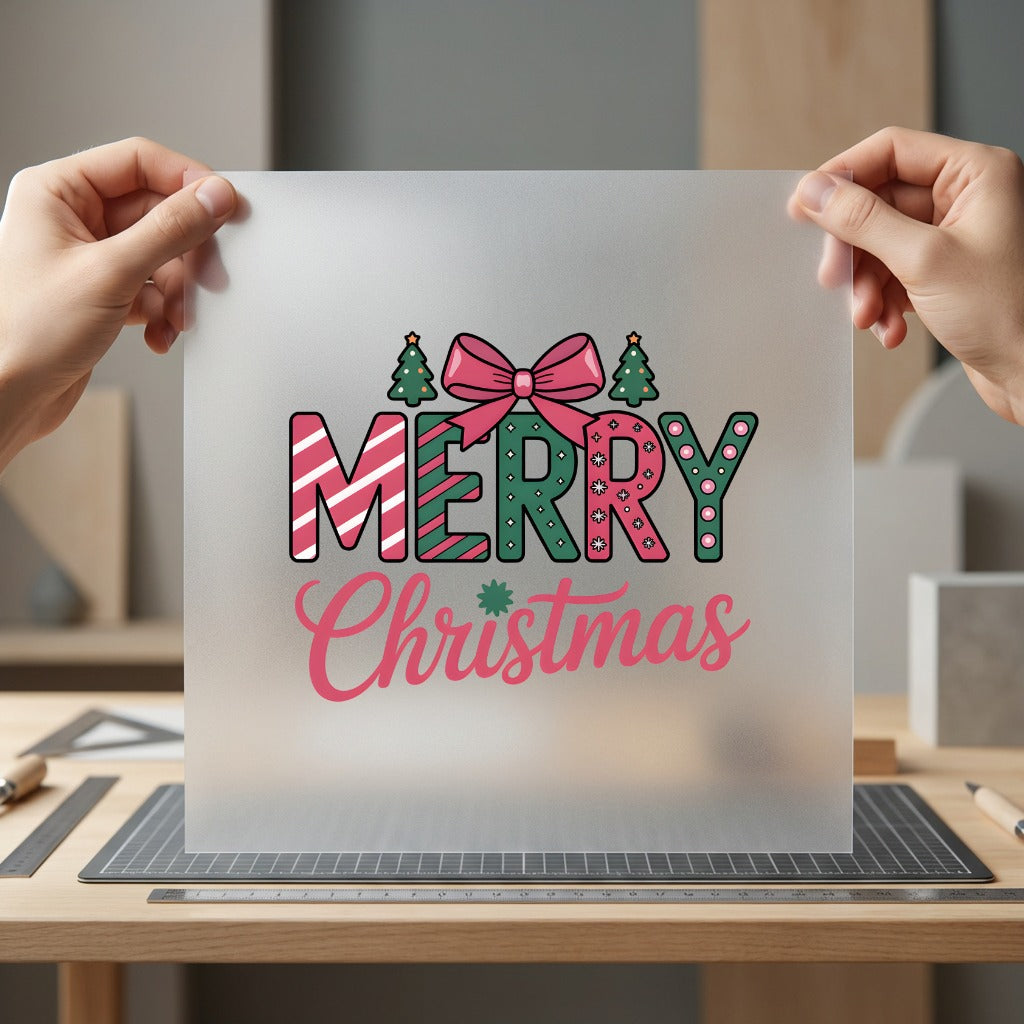 Merry Christmas Candy Cane Christmas Ready to Press DTF Transfer for Dtf