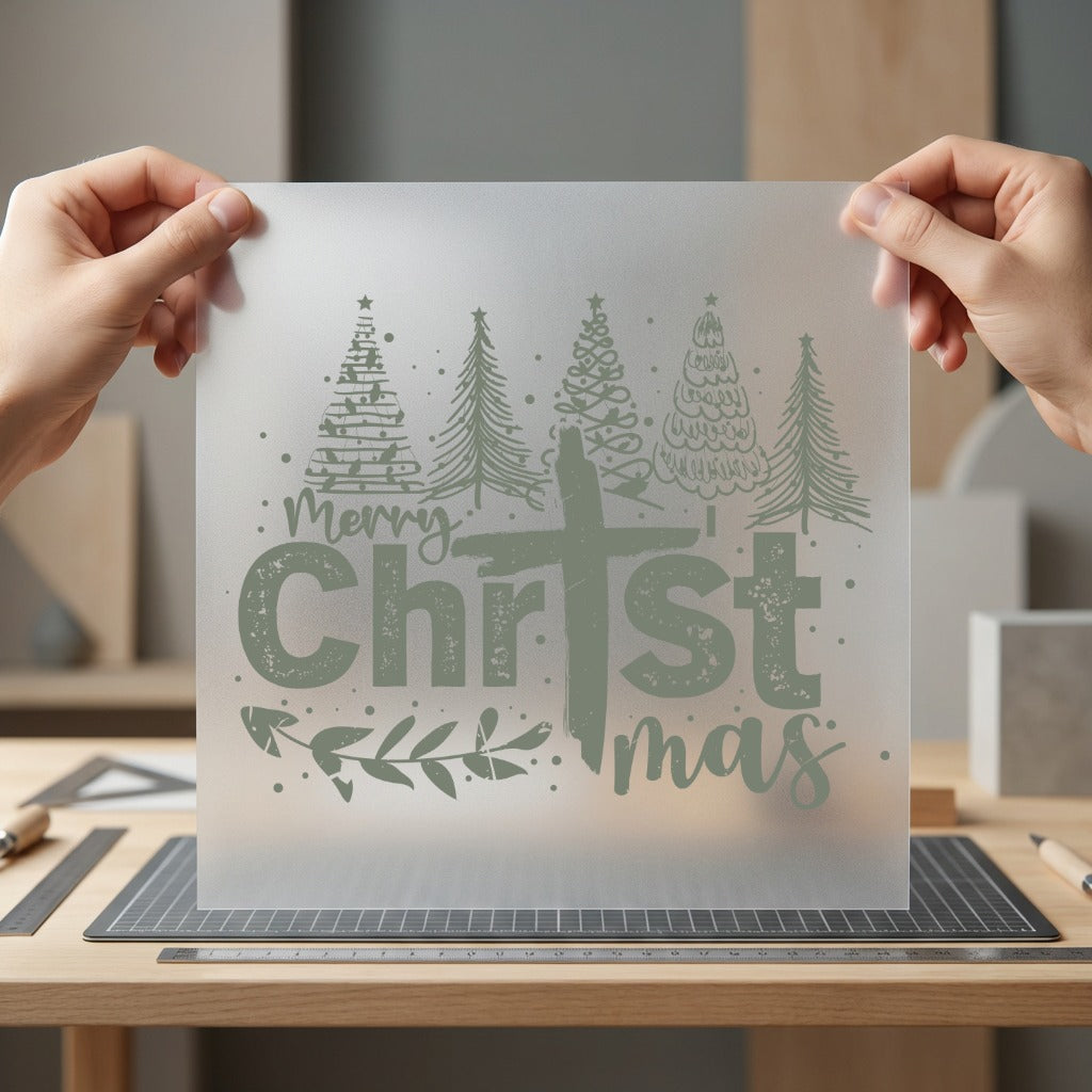 Merry Christmas Cross Christian Christian Faith Ready to Press DTF Transfer for Dtf