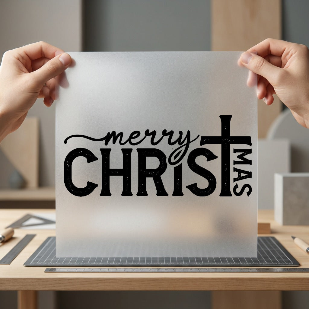 Merry Christmas Cross Festive Christian Faith Ready to Press DTF Transfer for Dtf