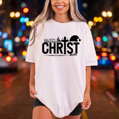 Merry Christmas Cross Festive Faith Christmas Ready to Press DTF Transfer for Dtf