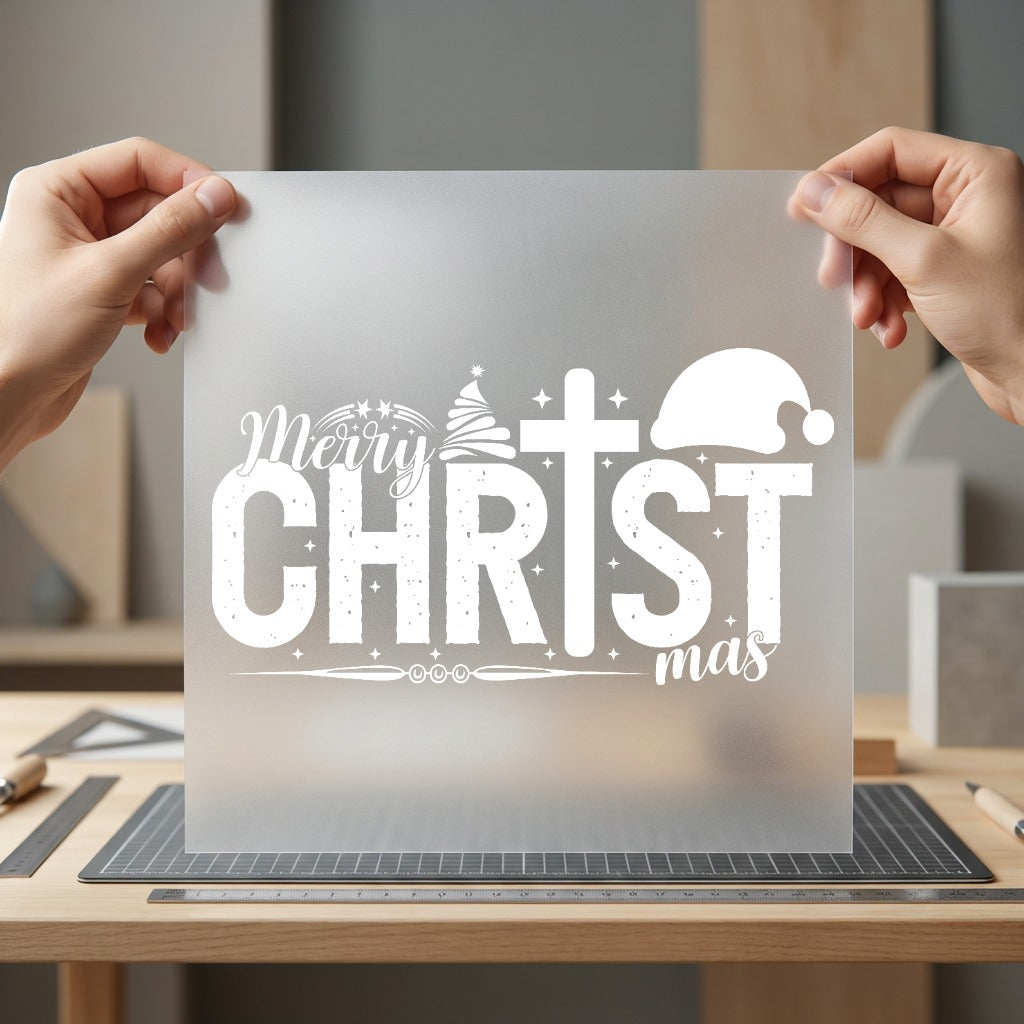 Merry Christmas Cross Festive Faith Christmas Ready to Press DTF Transfer for Dtf