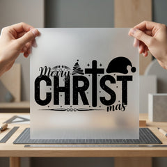 Merry Christmas Cross Festive Faith Christmas Ready to Press DTF Transfer for Dtf