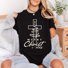 Merry Christmas Cross Religious Faith Christmas Ready to Press DTF Transfer for Dtf
