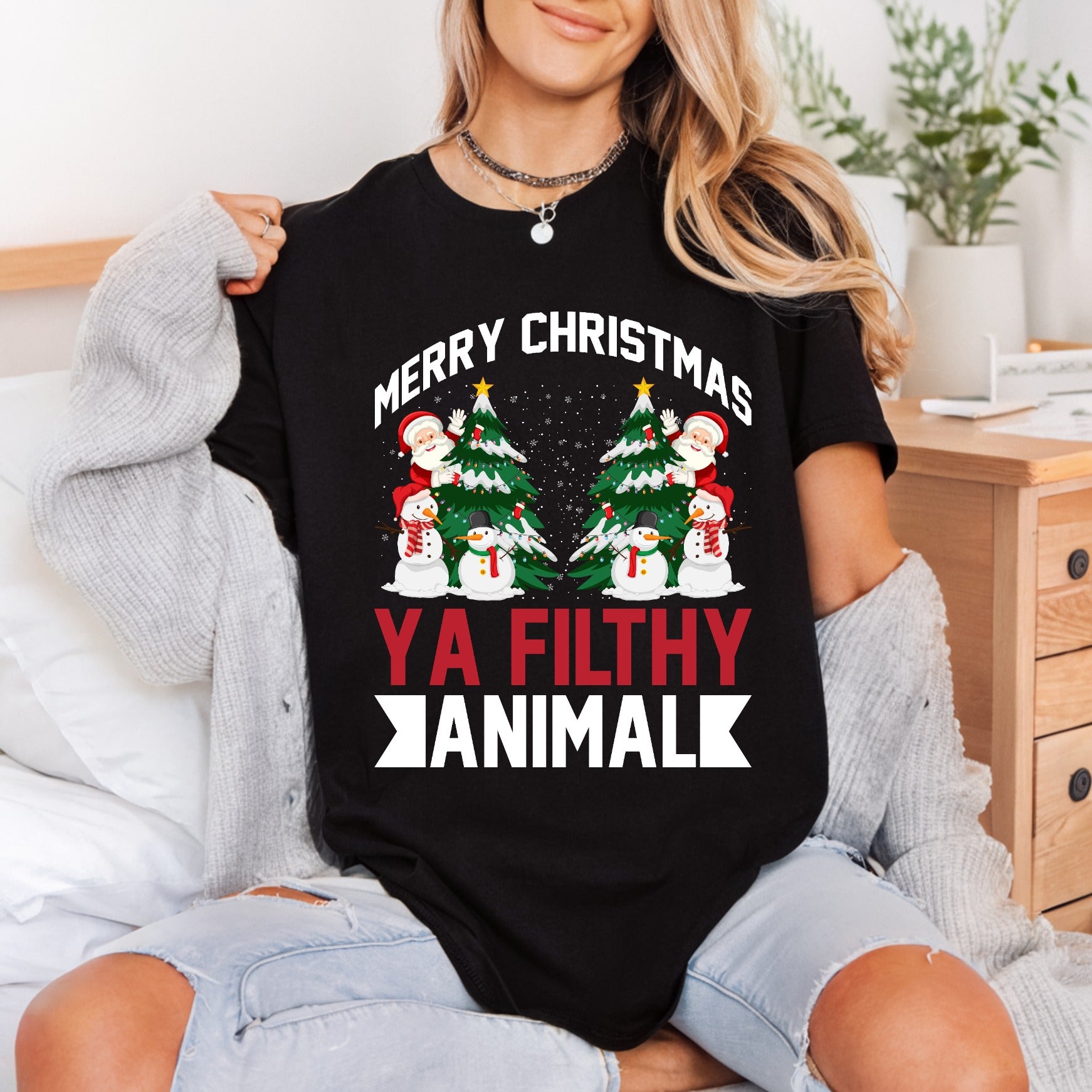 Merry Christmas Filthy Animal Christmas Mom Ready to Press DTF Transfer for Dtf