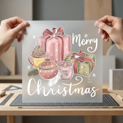 Merry Christmas Presents Candle Christmas Ready to Press DTF Transfer for Dtf