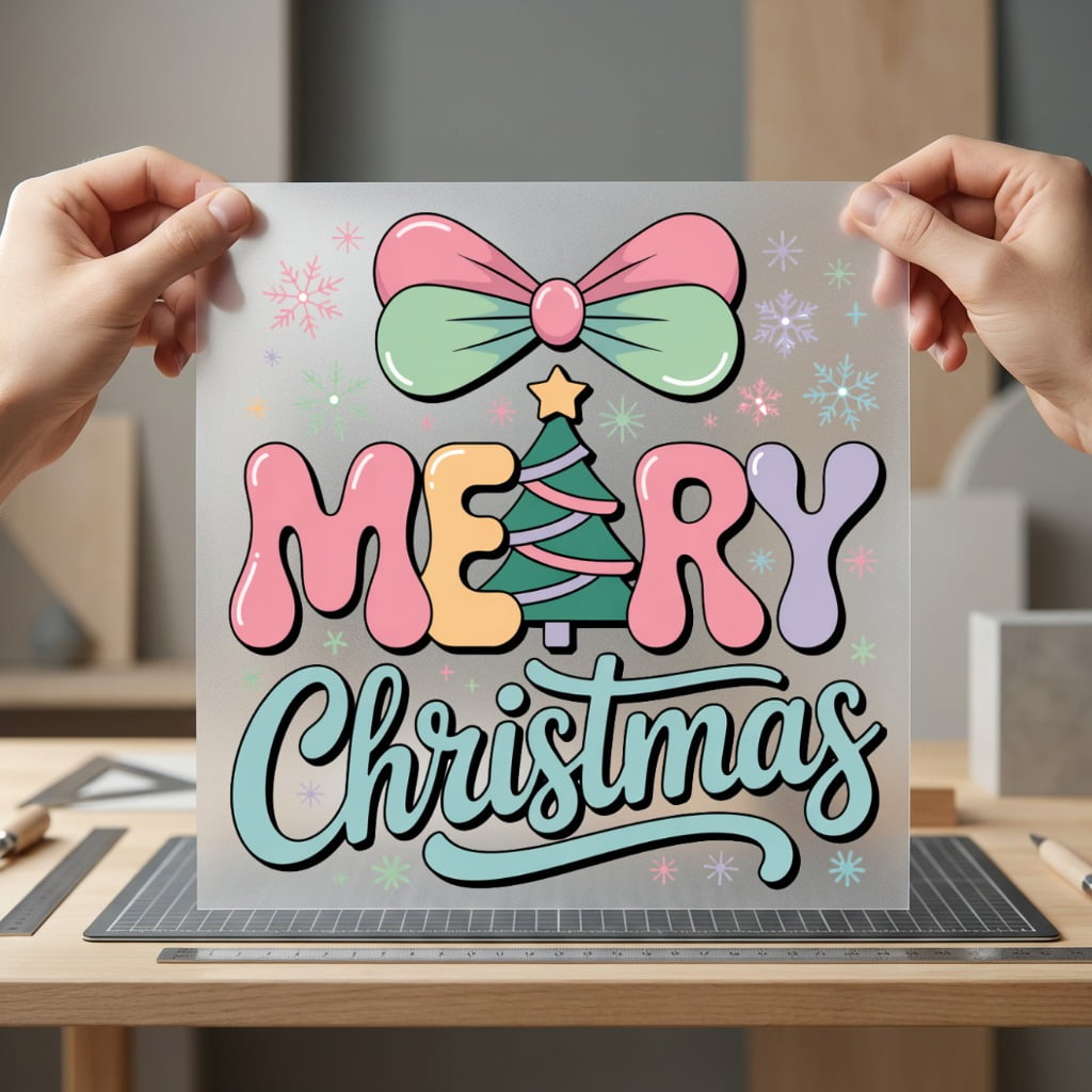 Merry Christmas Retro Bow Christmas Vintage Ready to Press DTF Transfer for Dtf