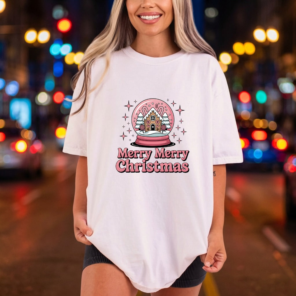 Merry Christmas Snow Globe Christmas Retro Ready to Press DTF Transfer for Dtf