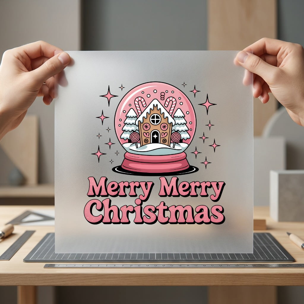 Merry Christmas Snow Globe Christmas Retro Ready to Press DTF Transfer for Dtf
