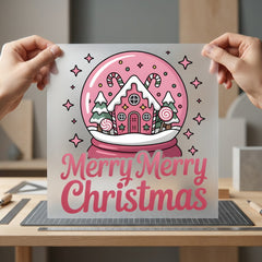 Merry Christmas Snow Globe Christmas Retro Ready to Press DTF Transfer for Dtf