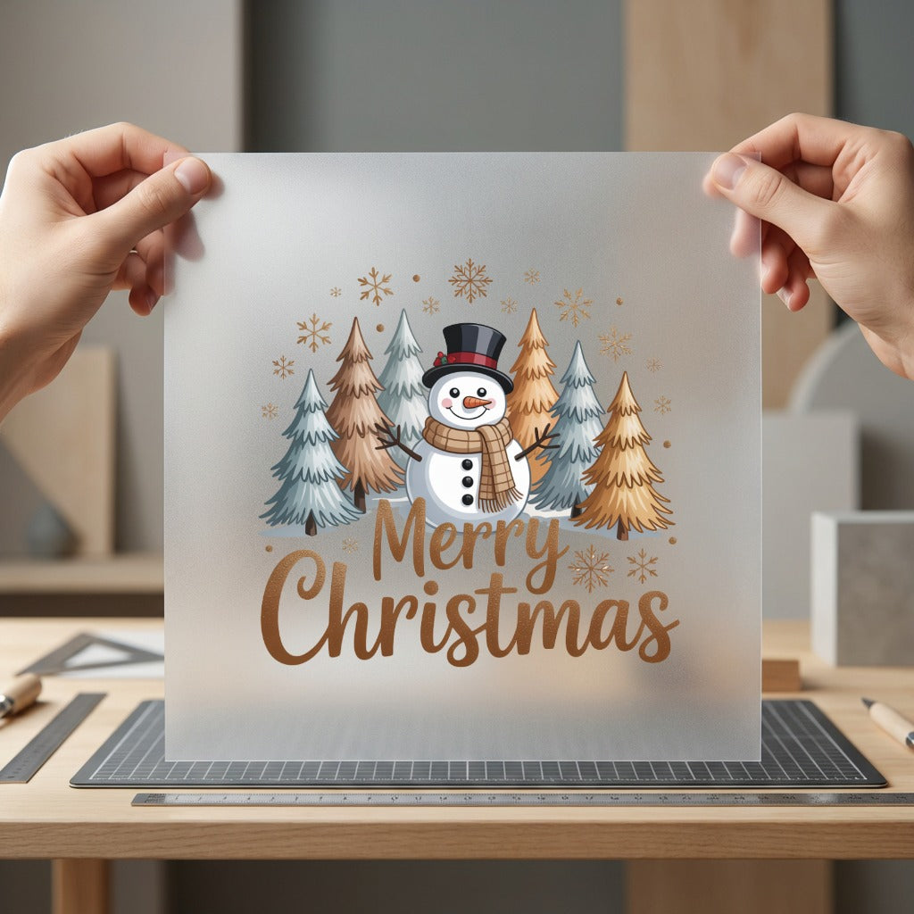 Merry Christmas Snowman Winter Christmas Winter Ready to Press DTF Transfer for Dtf