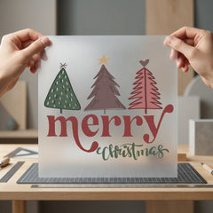 Merry Christmas Trees Retro Christmas Vintage Ready to Press DTF Transfer for Dtf