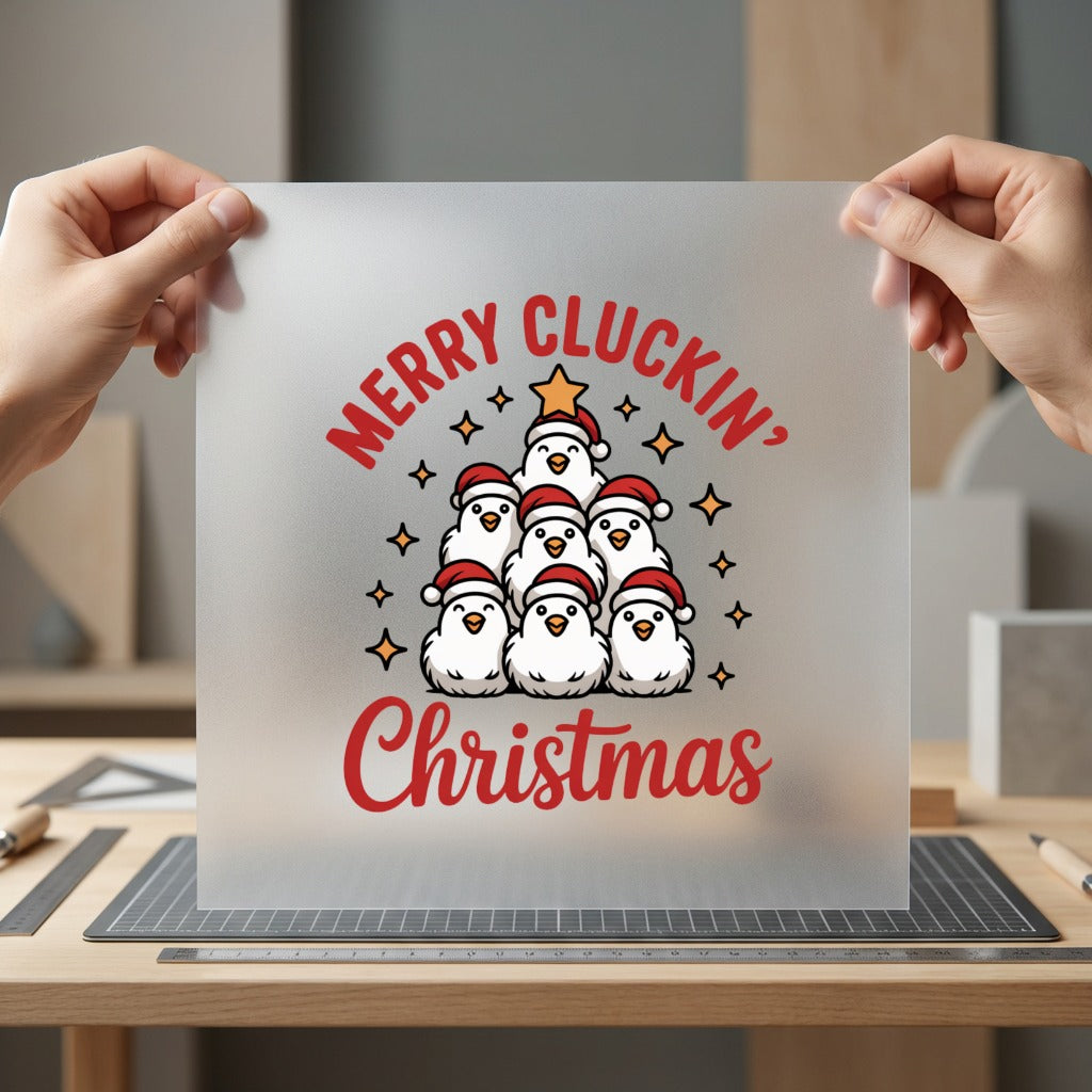 Merry Cluckin Christmas Chicken Christmas Funny Ready to Press DTF Transfer for Dtf