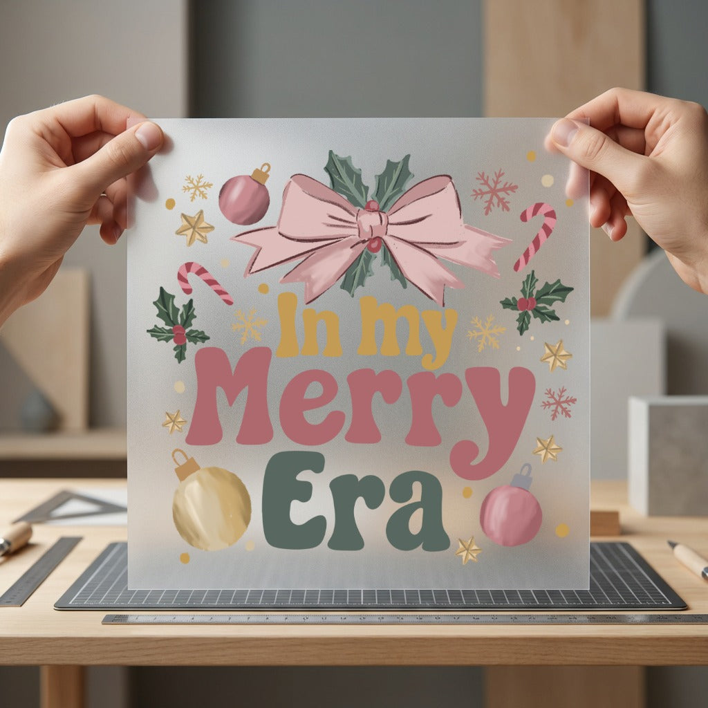 Merry Era Holiday Diy Christmas Vintage Ready to Press DTF Transfer for Dtf