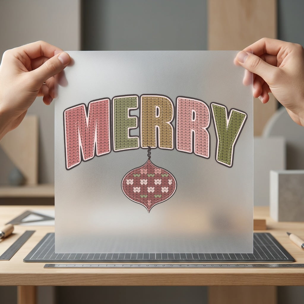 Merry Knitted Ornament Christmas Christmas Ready to Press DTF Transfer for Dtf