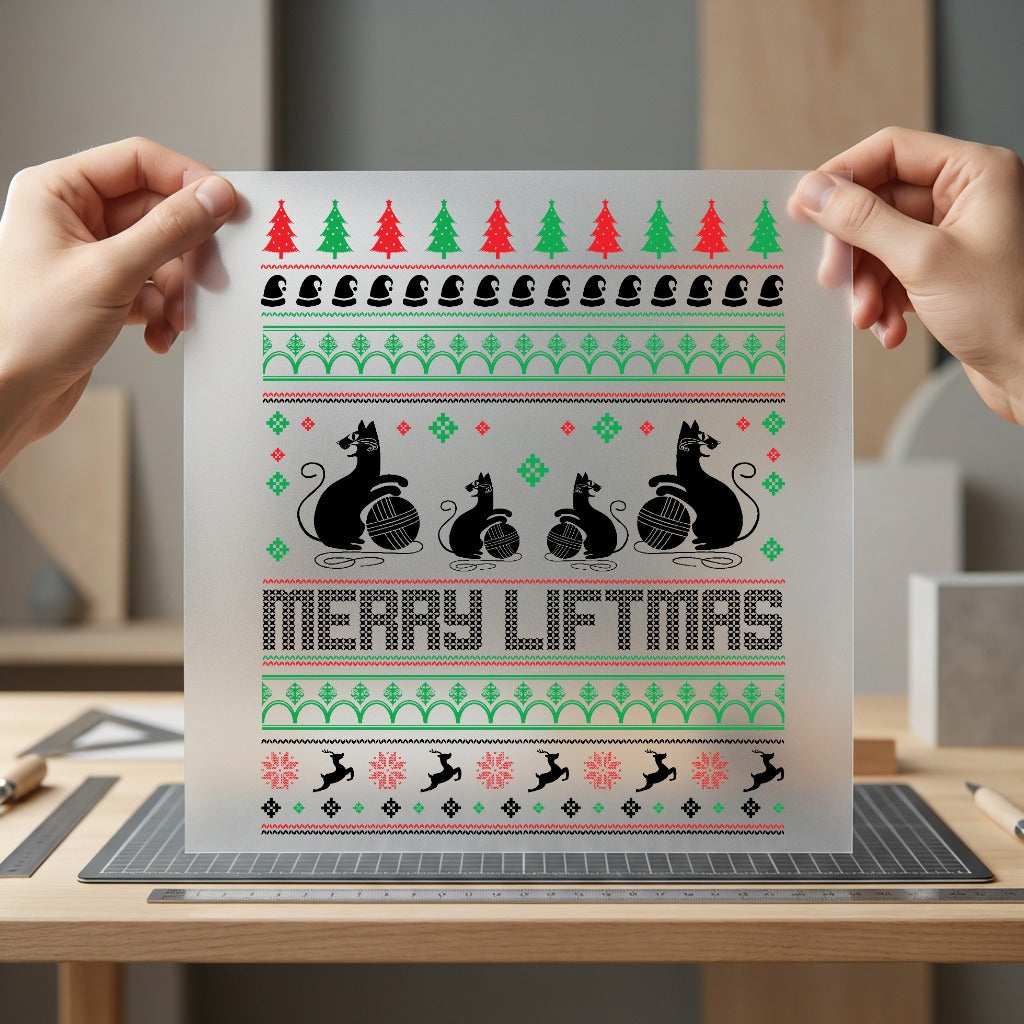 Merry Liftmas Ugly Sweater Christmas Mom Ready to Press DTF Transfer for Dtf