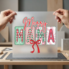 Merry Mama Christmas Festive Christmas Winter Ready to Press DTF Transfer for Dtf