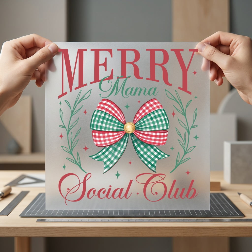 Merry Mama Social Club Christmas Mom Ready to Press DTF Transfer for Dtf