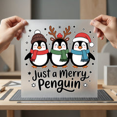 Merry Penguin Squad Holiday Christmas Ready to Press DTF Transfer for Dtf