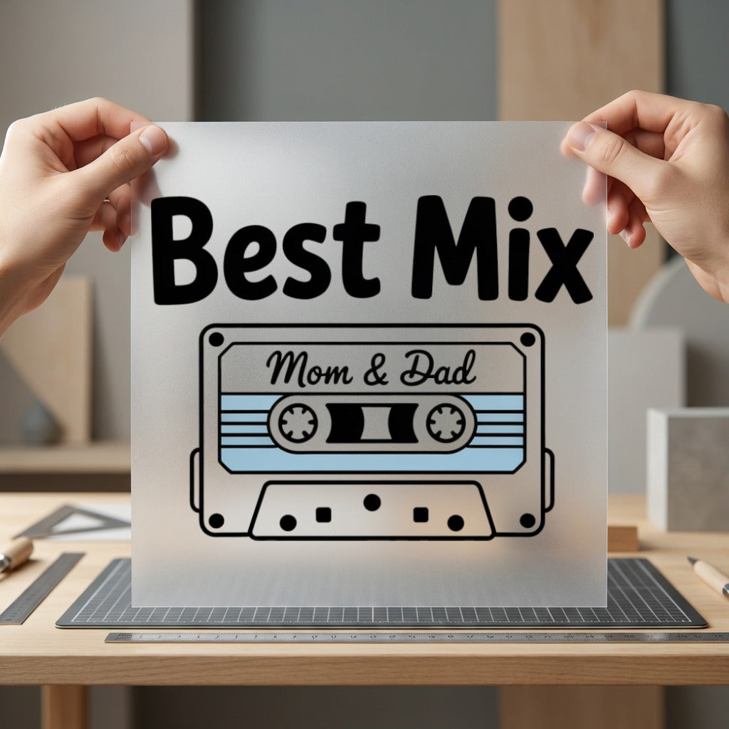 Mix Mom Dad Cassette Mom Dad Ready to Press DTF Transfer for Dtf