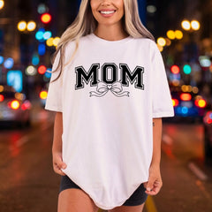 Mom Cheer Bow Outline Mom Ready to Press DTF Transfer for Dtf