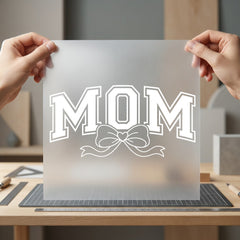 Mom Cheer Bow Outline Mom Ready to Press DTF Transfer for Dtf