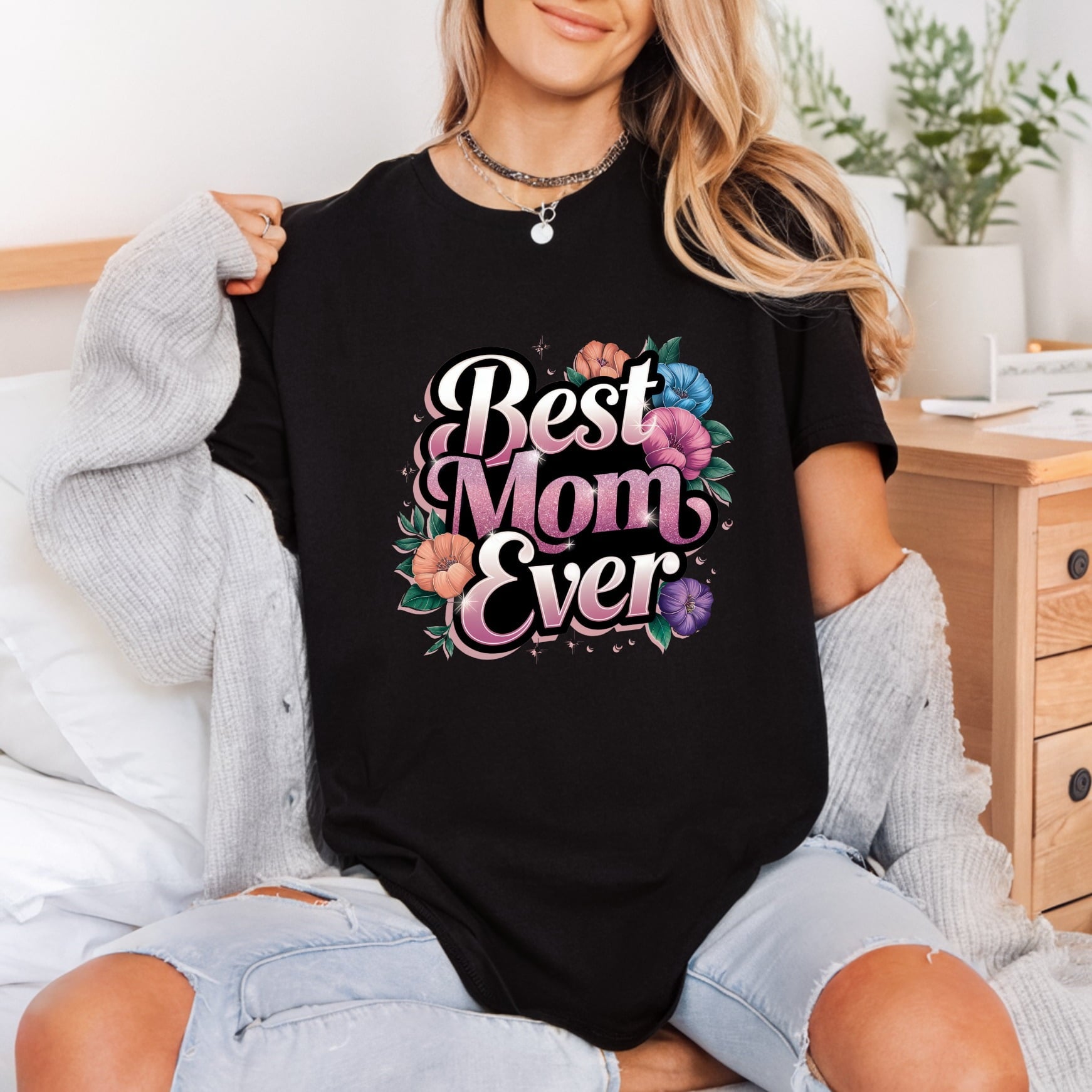 Mom Ever Floral Retro Mom Floral Ready to Press DTF Transfer for Dtf