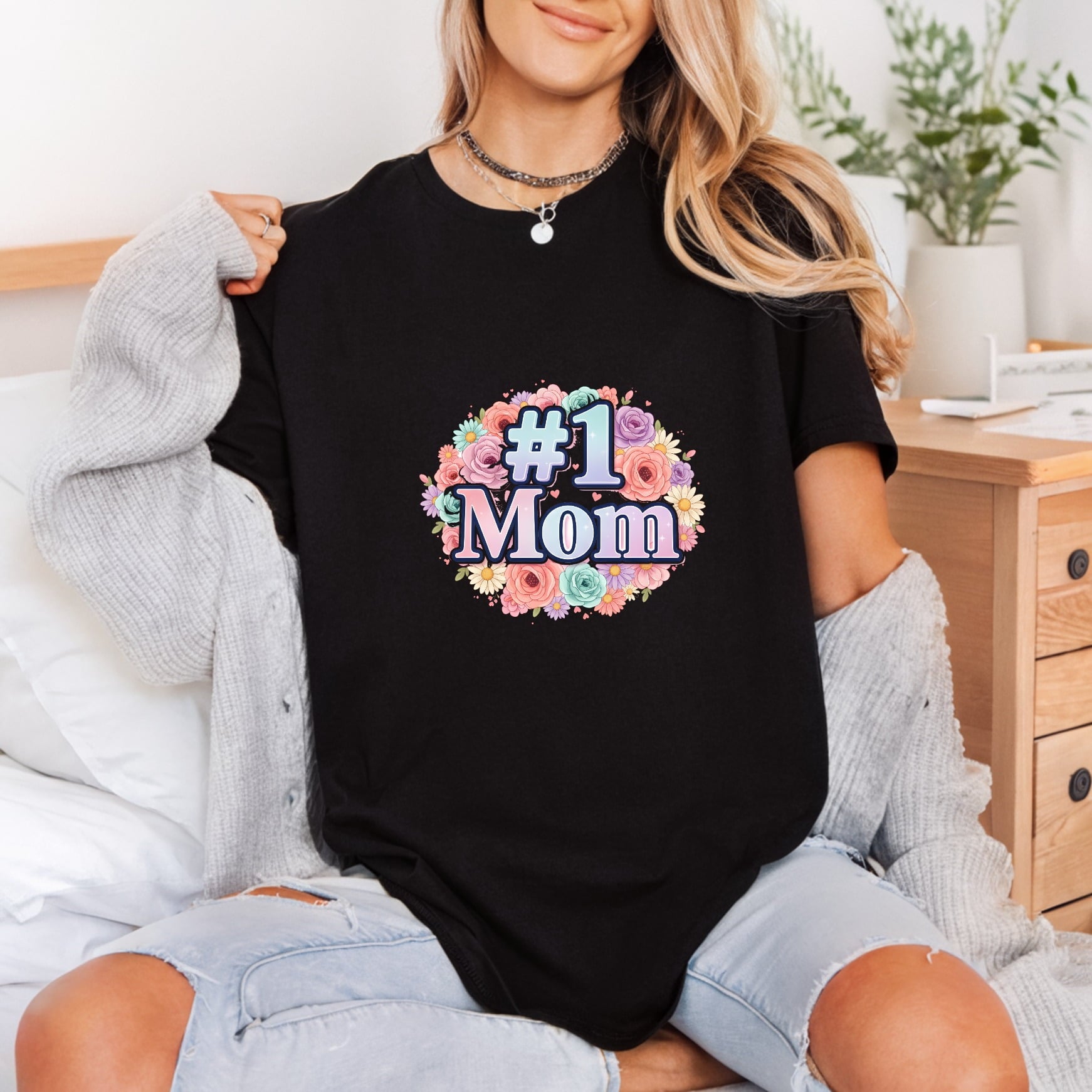 Mom Floral Wreath Pastel Mom Aesthetic Ready to Press DTF Transfer for Dtf