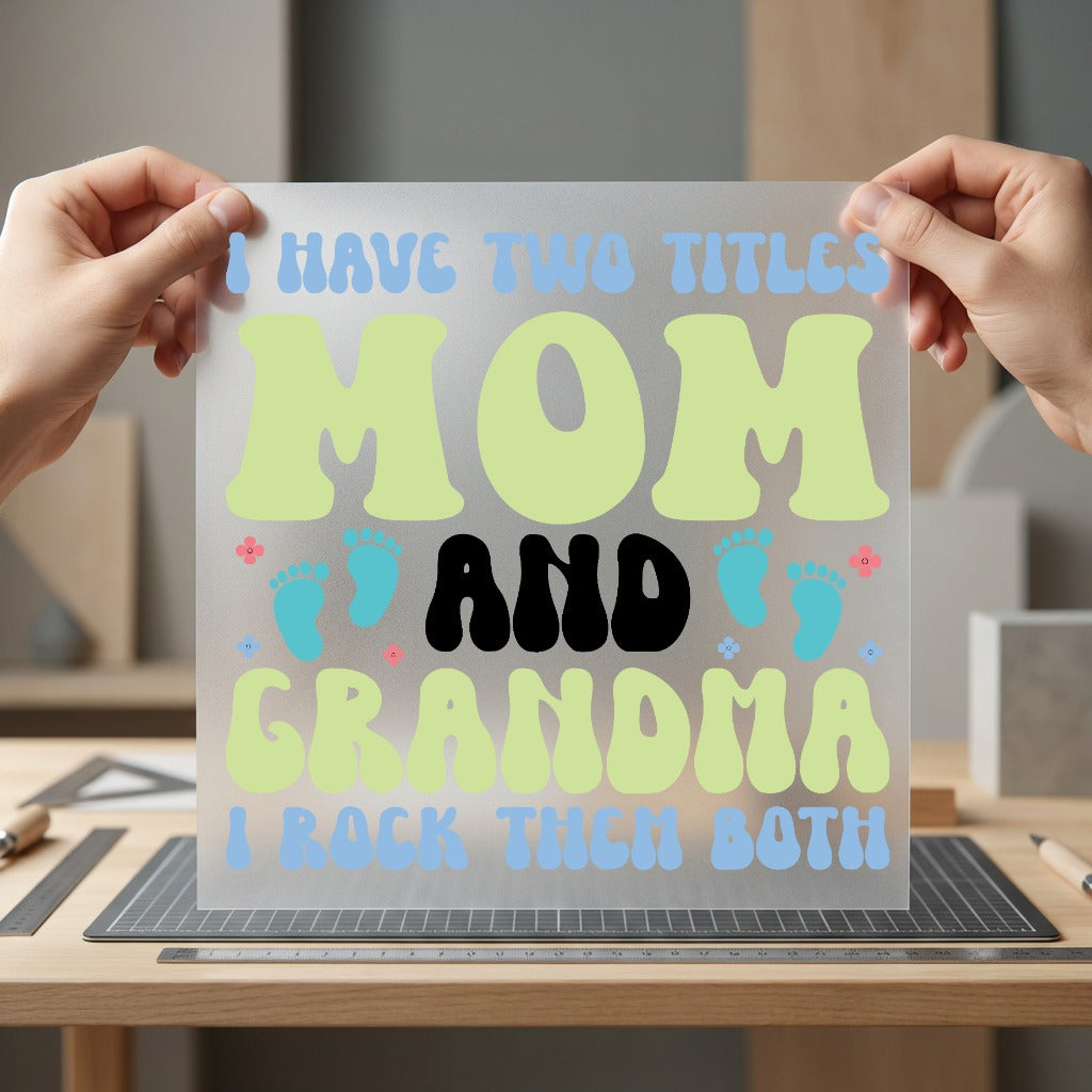 Mom Grandma Floral Footprints Mom Grandma Ready to Press DTF Transfer for Dtf