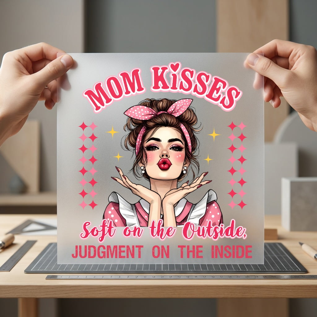 Mom Kisses Soft Judgment Mom Funny Ready to Press DTF Transfer for Dtf
