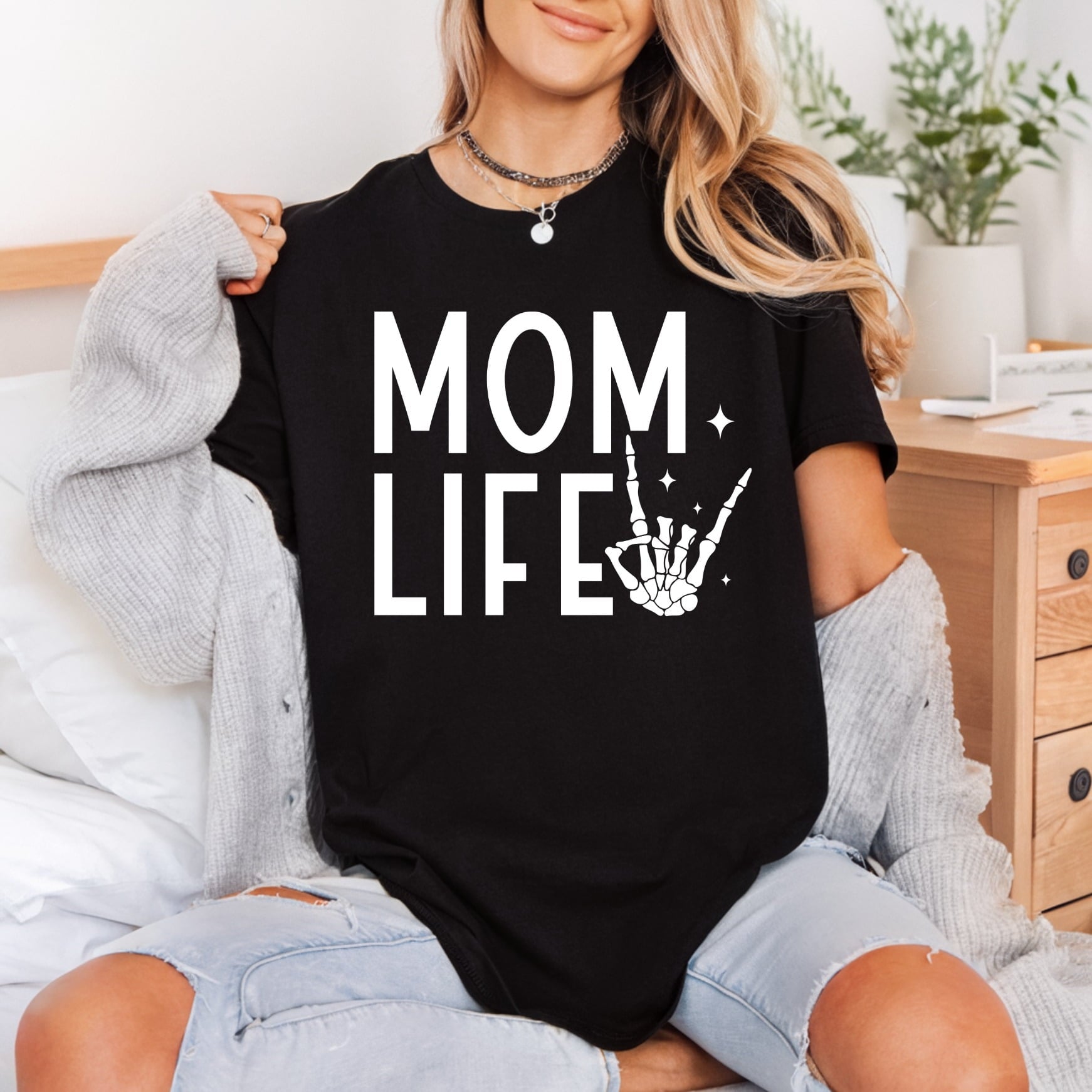 Mom Life Skeleton Hand Mom Funny Ready to Press DTF Transfer for Dtf