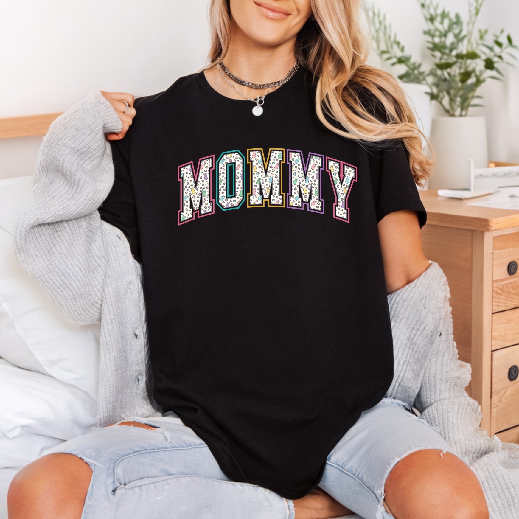 Mommy Leopard Peeps Spring Easter Spring Ready to Press DTF Transfer for Dtf