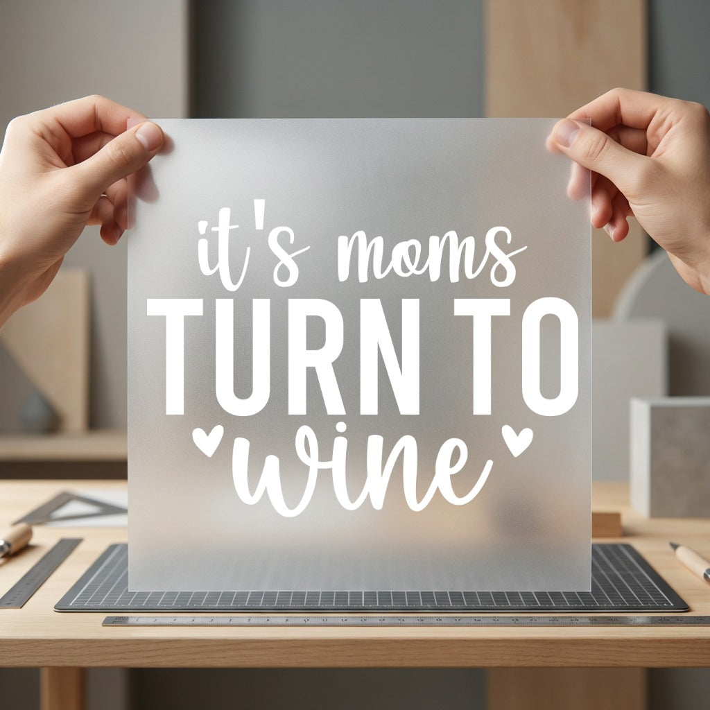 Moms Turn Wine Humorous Mom Funny Ready to Press DTF Transfer for Dtf