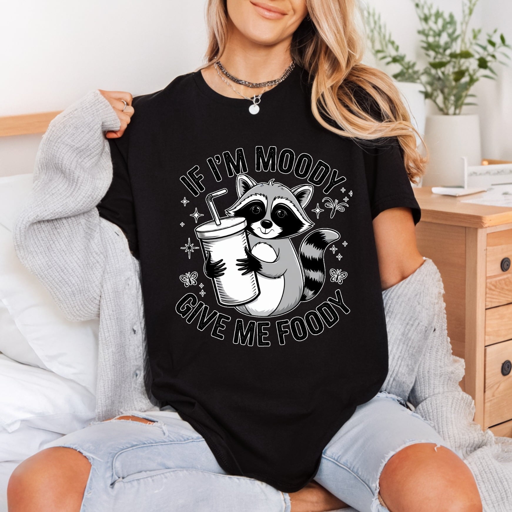 Moody Raccoon Holding Drink Funny Sarcastic Ready to Press DTF Transfer for Dtf