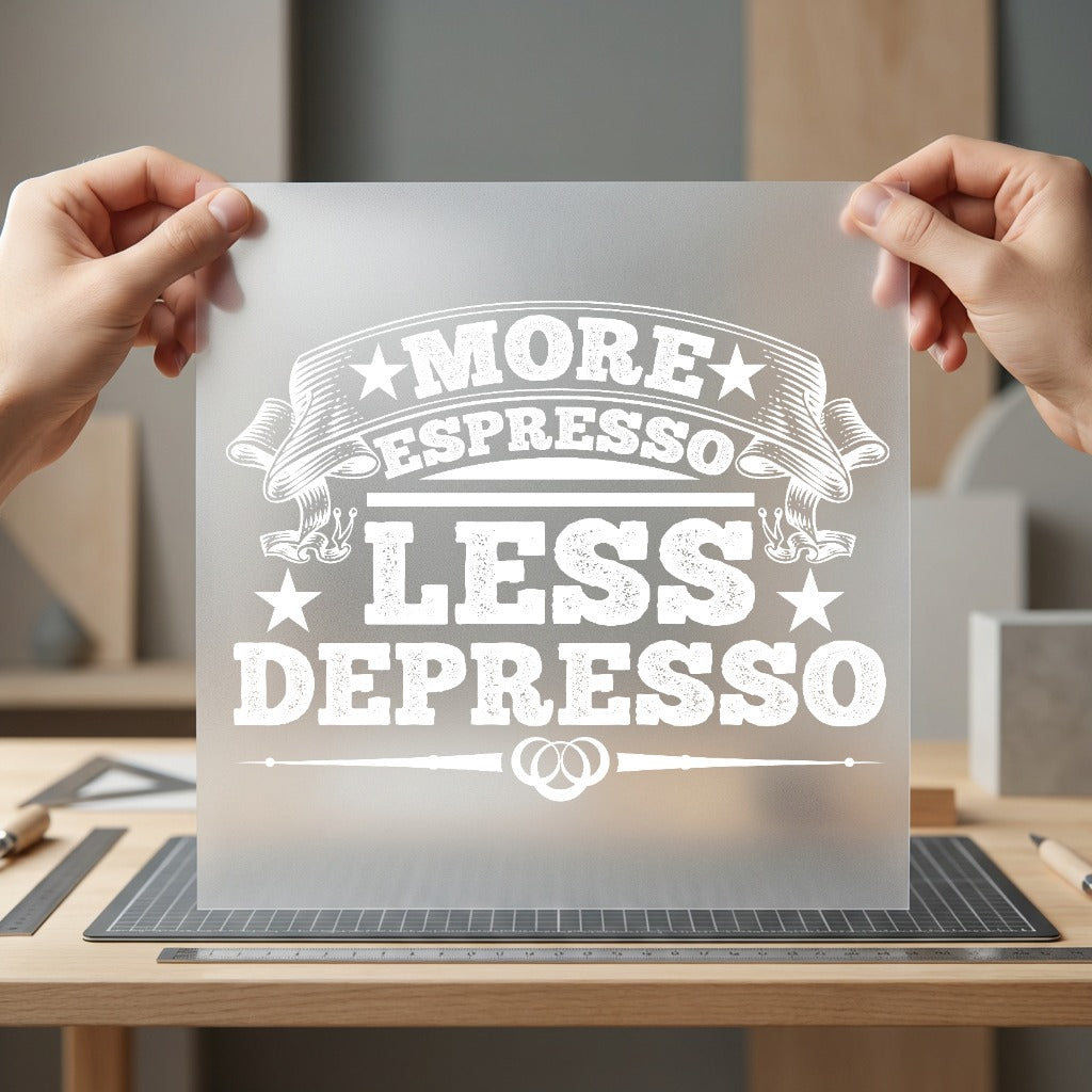 More Espresso Less Depresso Funny Sarcastic Ready to Press DTF Transfer for Dtf
