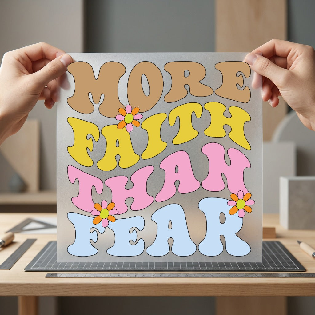 More Faith Than Fear Faith Retro Ready to Press DTF Transfer for Dtf