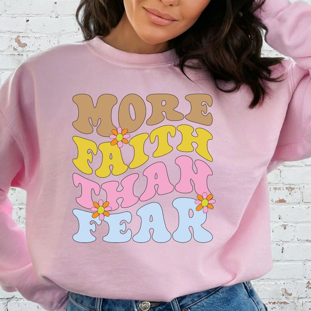 More Faith Than Fear | Retro Christian Sweatshirt - Luckets.com