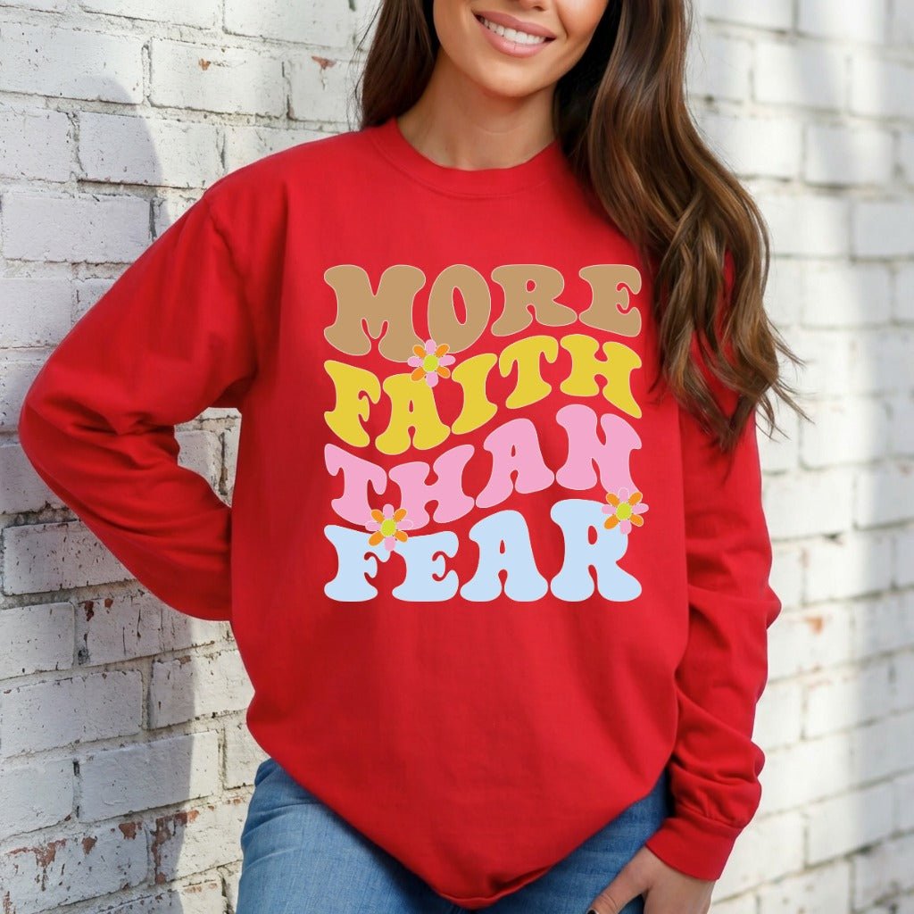 More Faith Than Fear | Retro Christian Sweatshirt - Luckets.com