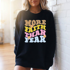 More Faith Than Fear | Retro Christian Sweatshirt - Luckets.com