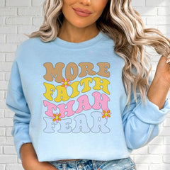 More Faith Than Fear | Retro Christian Sweatshirt - Luckets.com