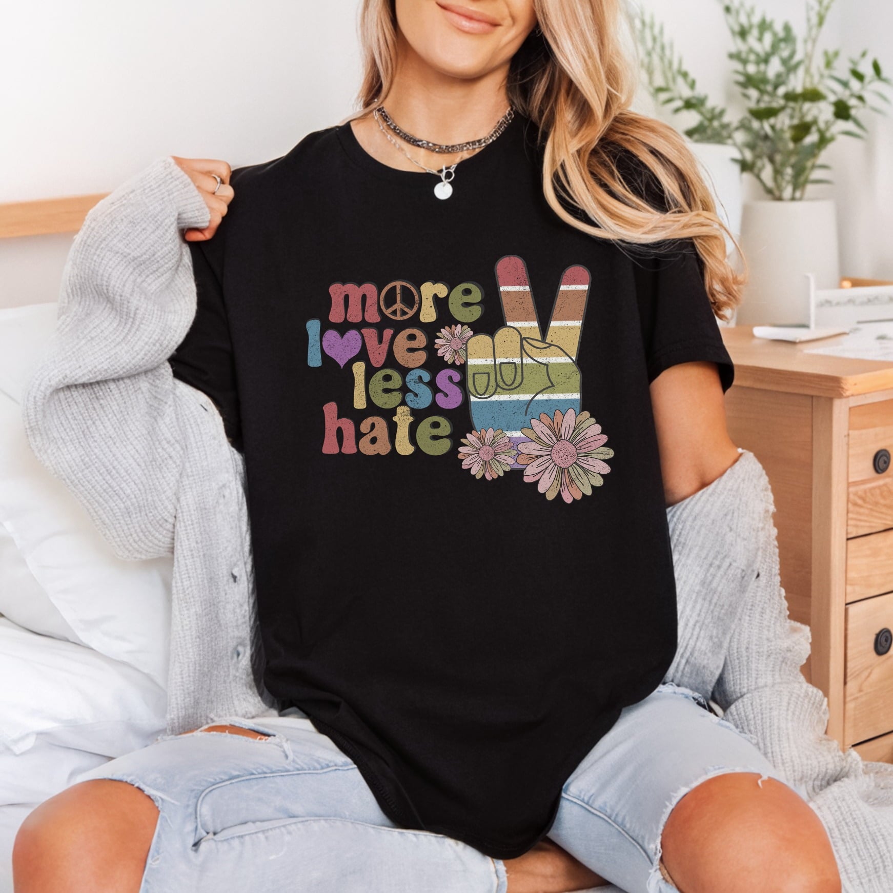 More Love Less Hate Vintage Retro Ready to Press DTF Transfer for Dtf