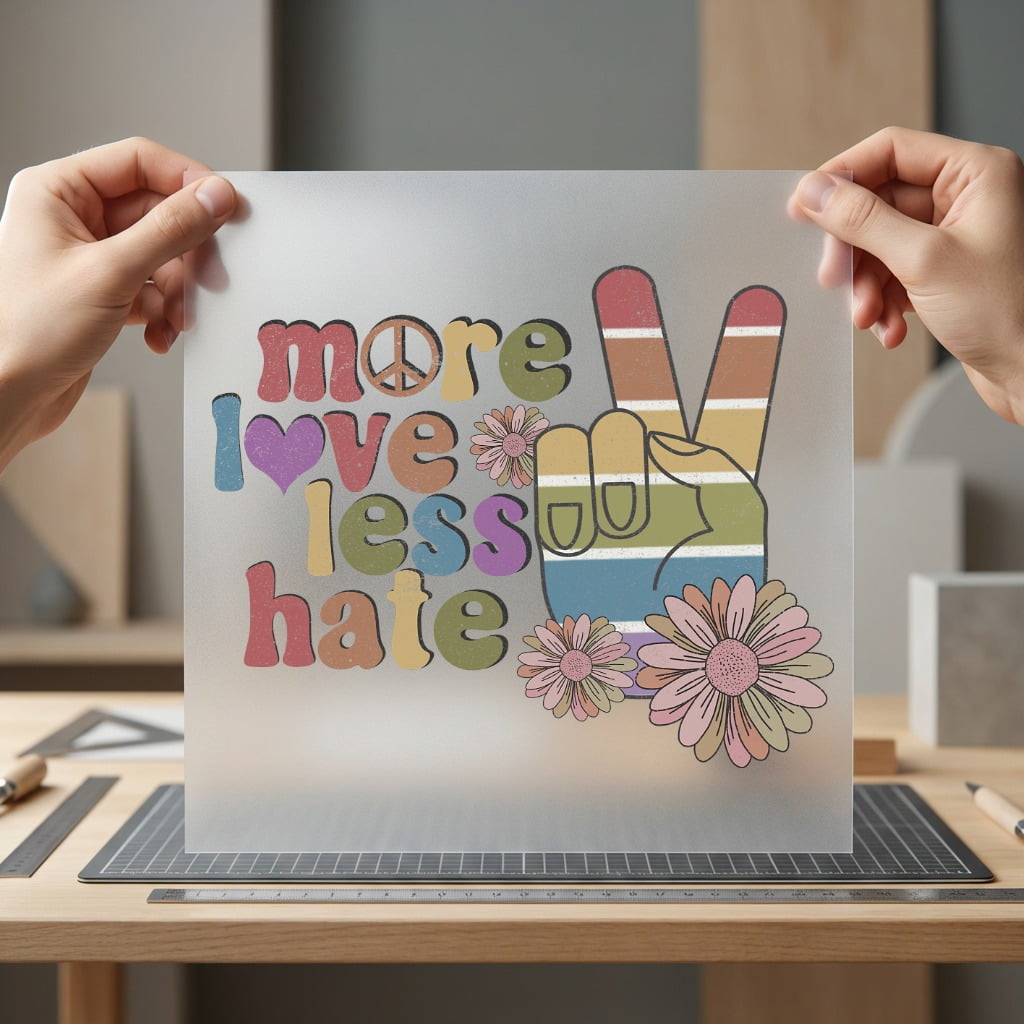 More Love Less Hate Vintage Retro Ready to Press DTF Transfer for Dtf
