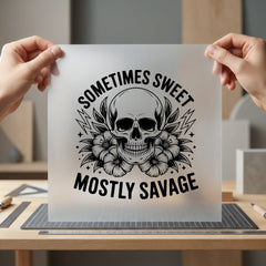Mostly Savage Skull Bold Halloween Vintage Ready to Press DTF Transfer for Dtf