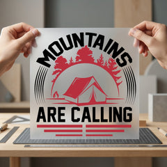 Mountains Calling Retro Camping Camping Ready to Press DTF Transfer for Dtf