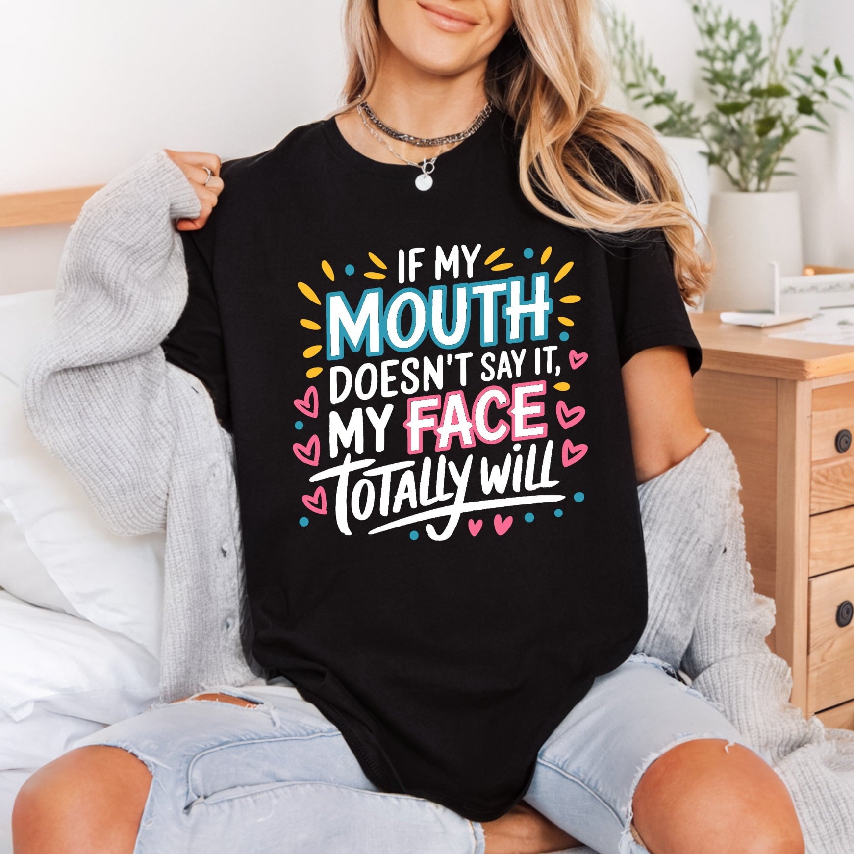 Mouth Doesn Say Sassy Funny Sarcastic Ready to Press DTF Transfer for Dtf